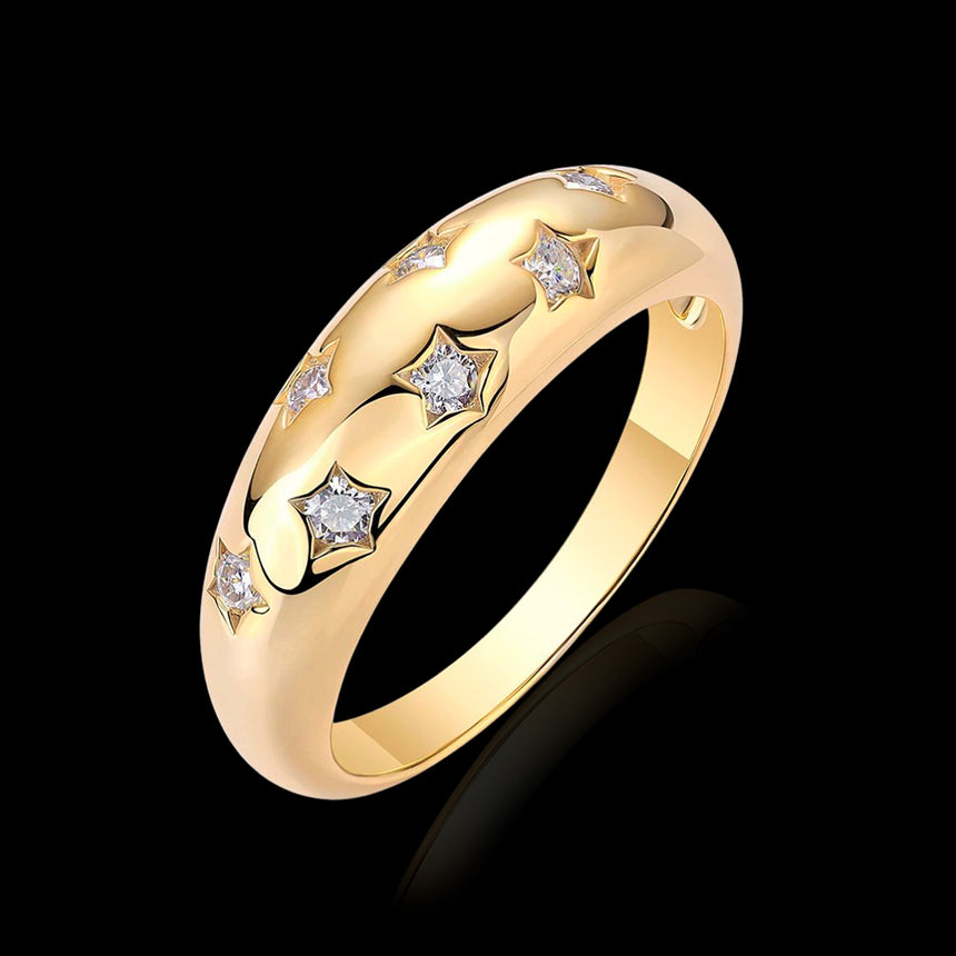 Astral Gleam: Diamond Star Fashion Gold Vermeil Band