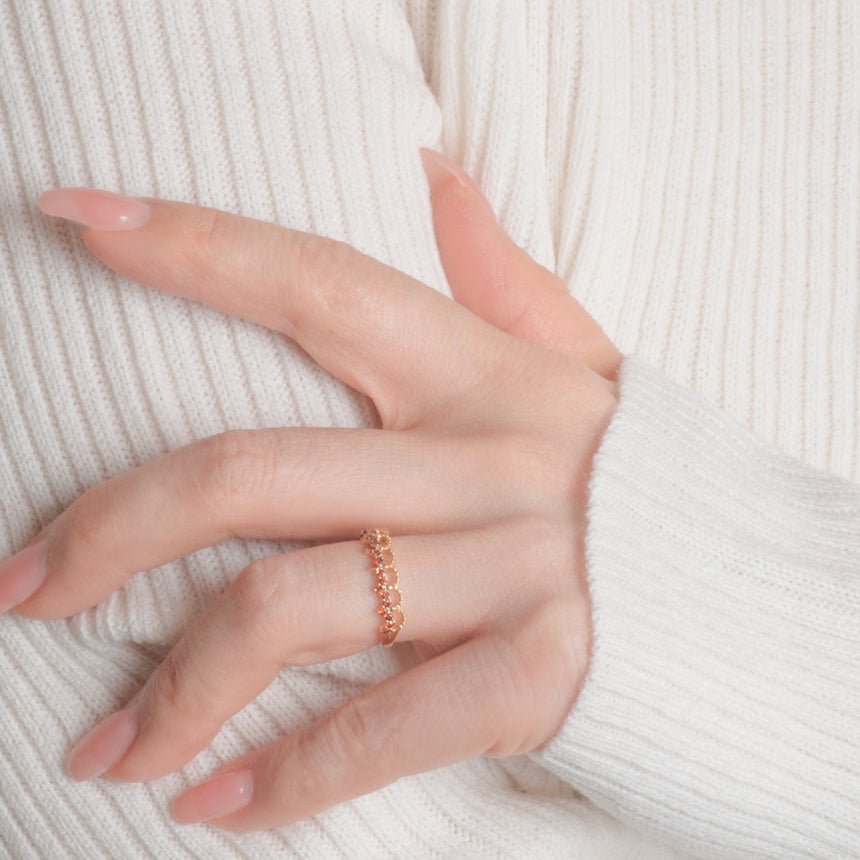 The Ember Tiara- Red Diamond Vintage-Inspired Yellow Gold Band