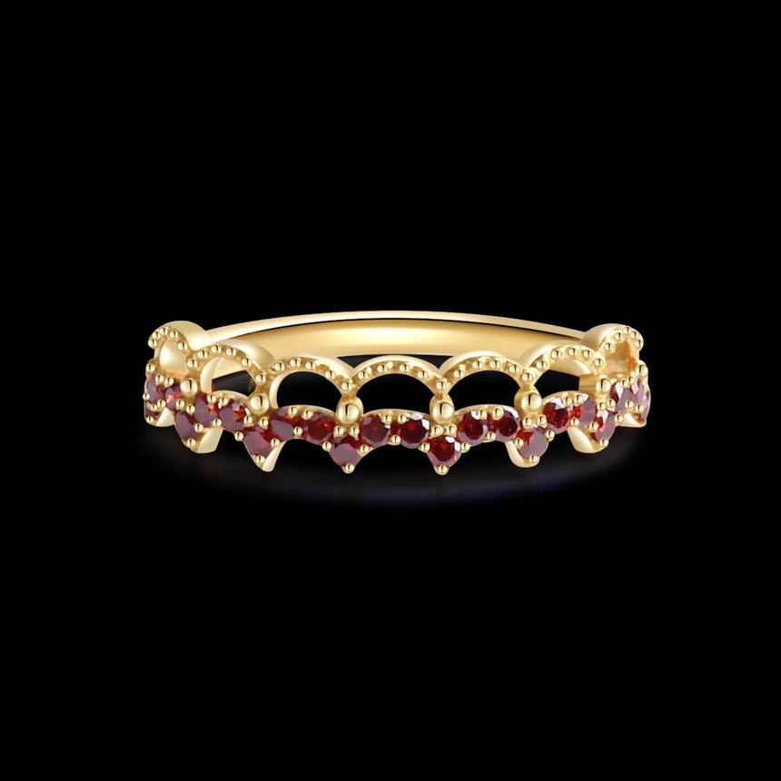The Ember Tiara- Red Diamond Vintage-Inspired Yellow Gold Band