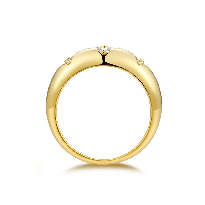 Blossom Luminaire: Vermil 18K Gold Floral Diamond Band