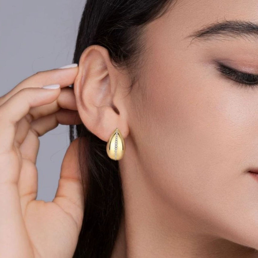 Golden Droplets : Moissanite Gold Vermeil Drop Earrings