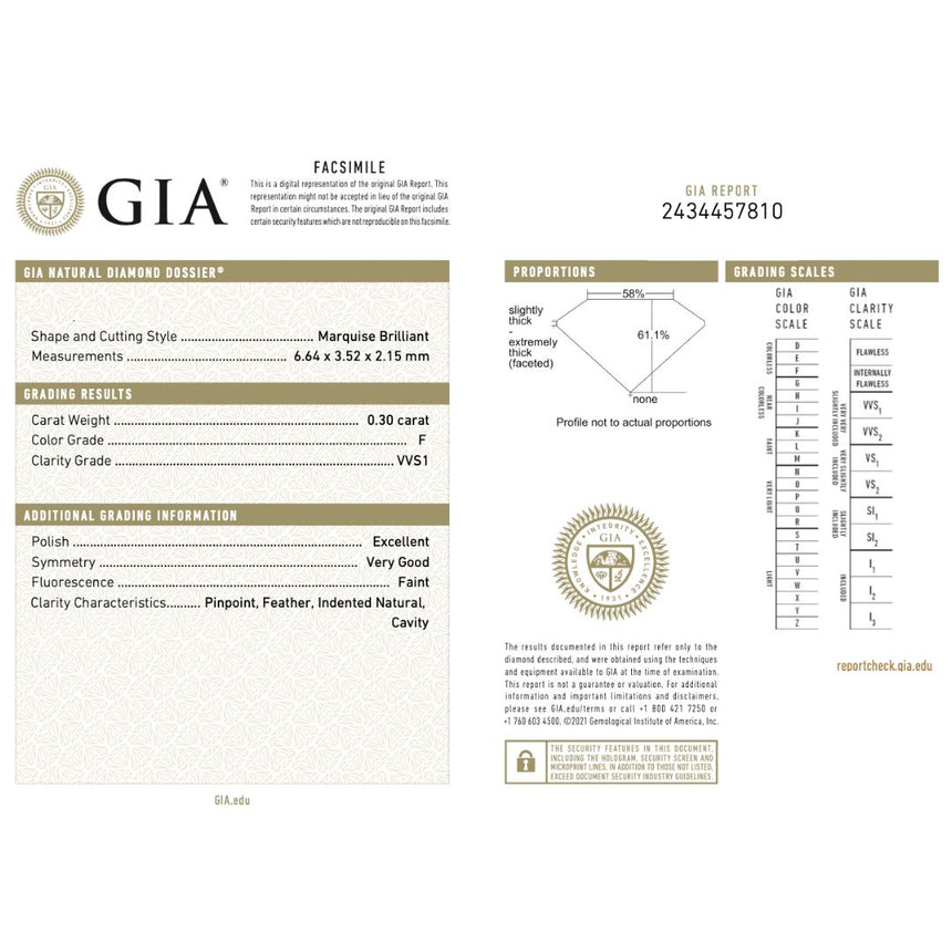 0.3 carats Marquise Cut Diamond Stone F Color | Saratti Jewelry