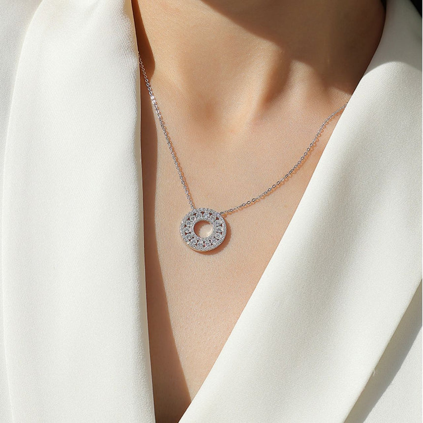 Radiant Orbit: 0.59-Carat Moissanite Circle Pendant
