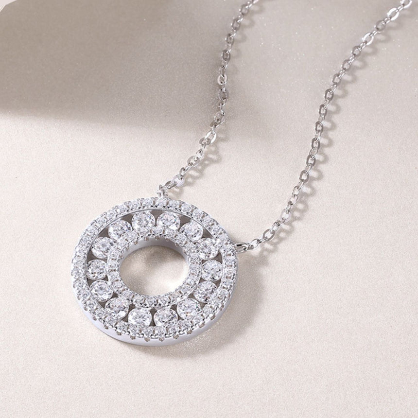 Radiant Orbit: 0.59-Carat Moissanite Circle Pendant