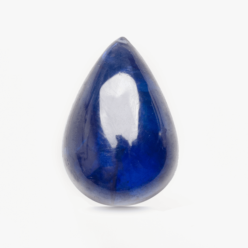 0.95 carat pear shape blue sapphire gemstone close-up on white background | SARATTI