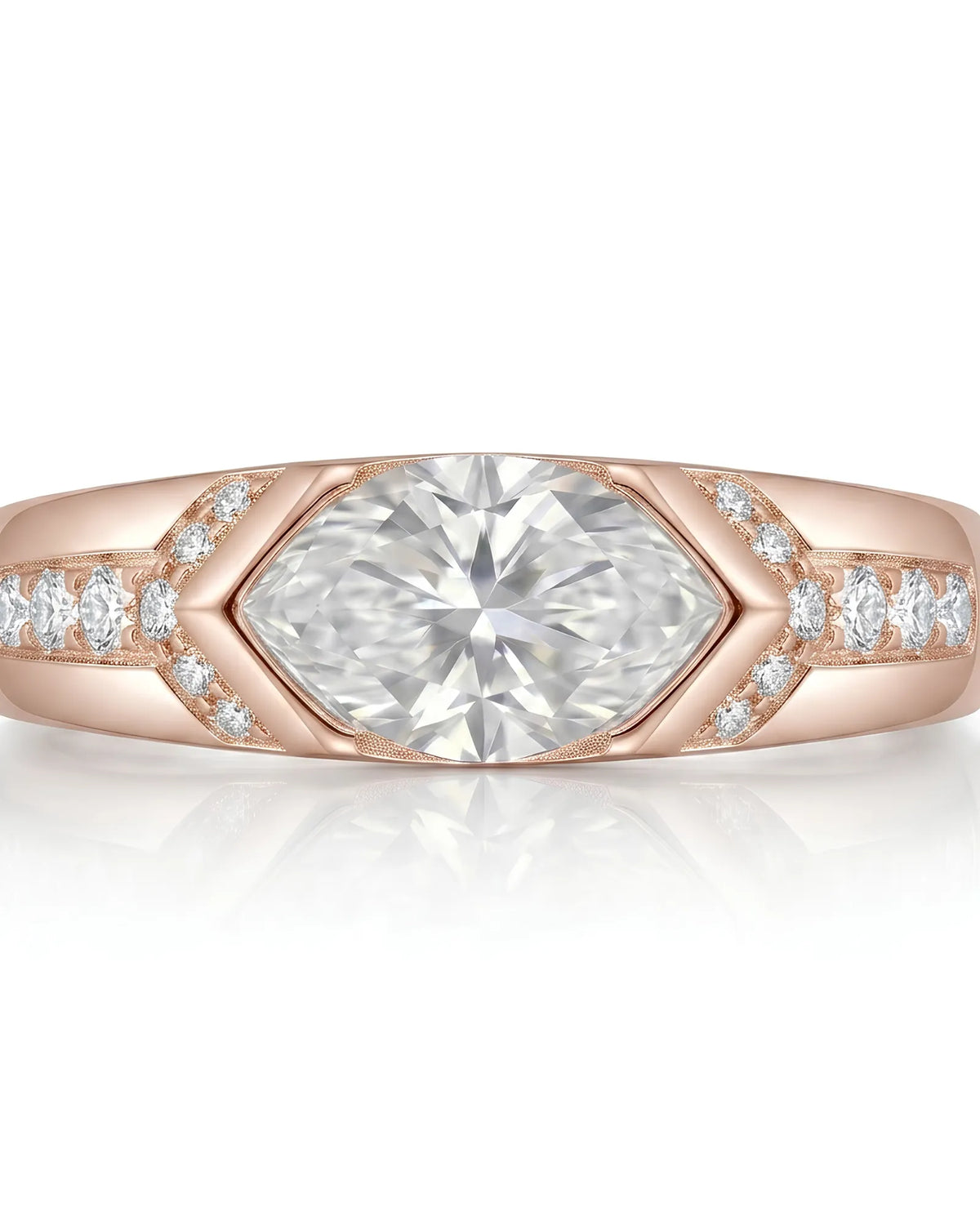 Celestial Marvel – Natural Marquise-Cut Diamond Bezel Engagement Ring