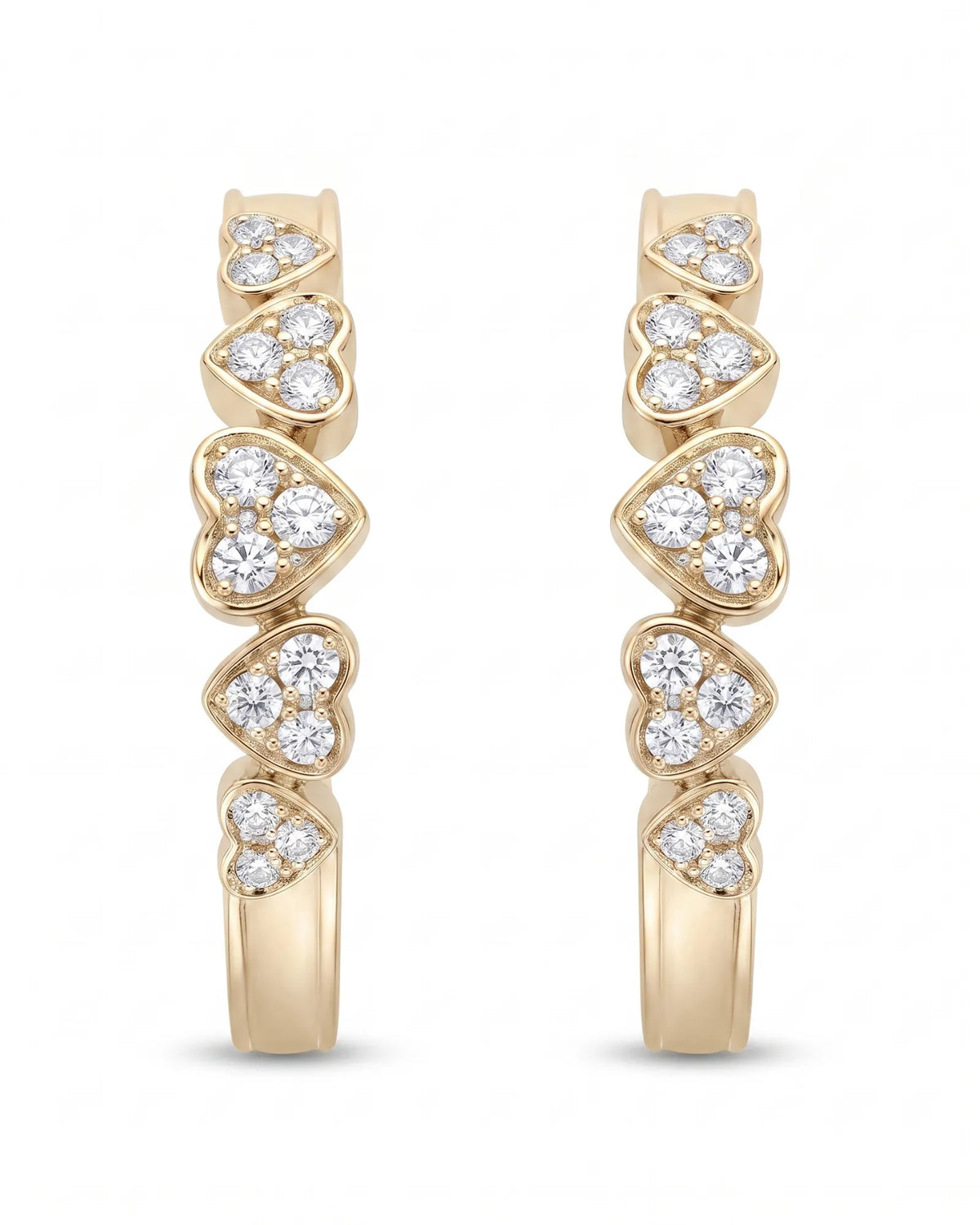 Five Heart Diamond Eternity Wedding Bands — 18K & 14K Yellow Gold — Front
