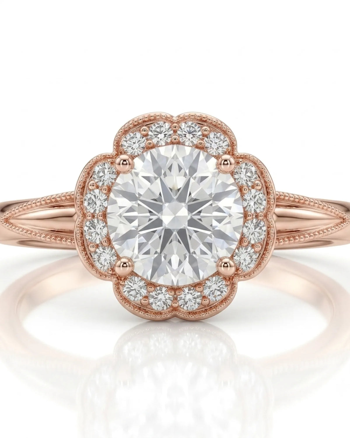 Tara – Aurora Dream Natural Round Diamond Floral Halo Ring