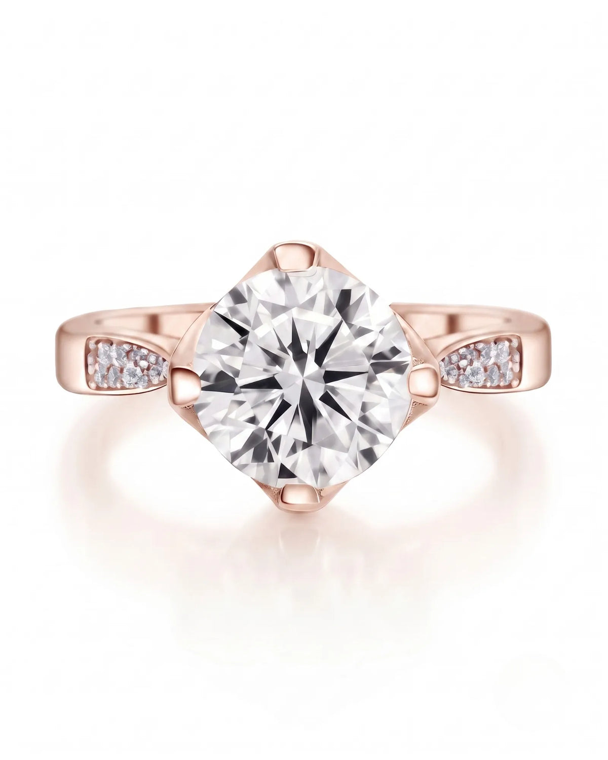 Cece • Vintage Inspired Round Moissanite Ring in White Gold