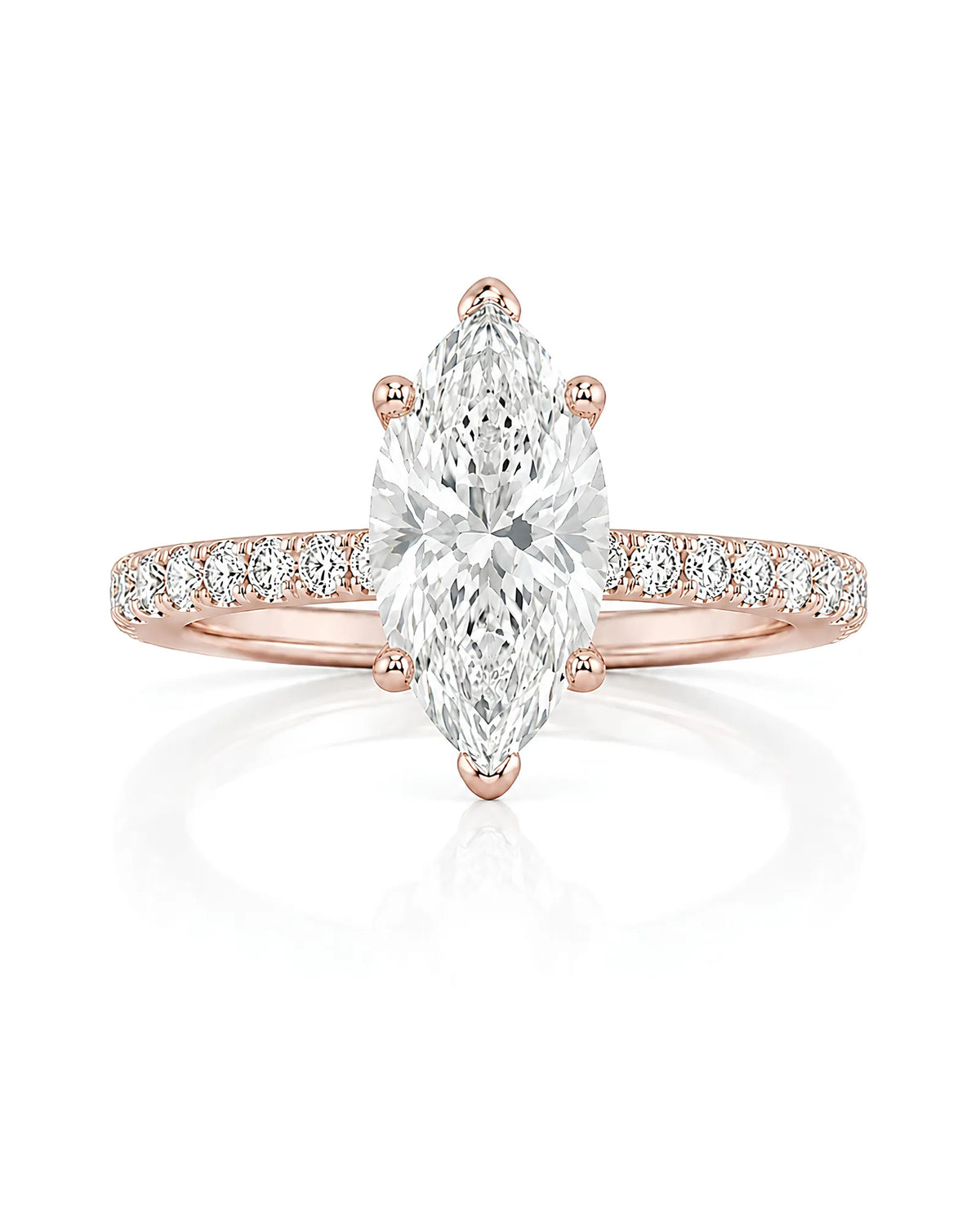 Cortège Blanc – Natural Marquise-Cut Diamond Pavé Engagement Ring