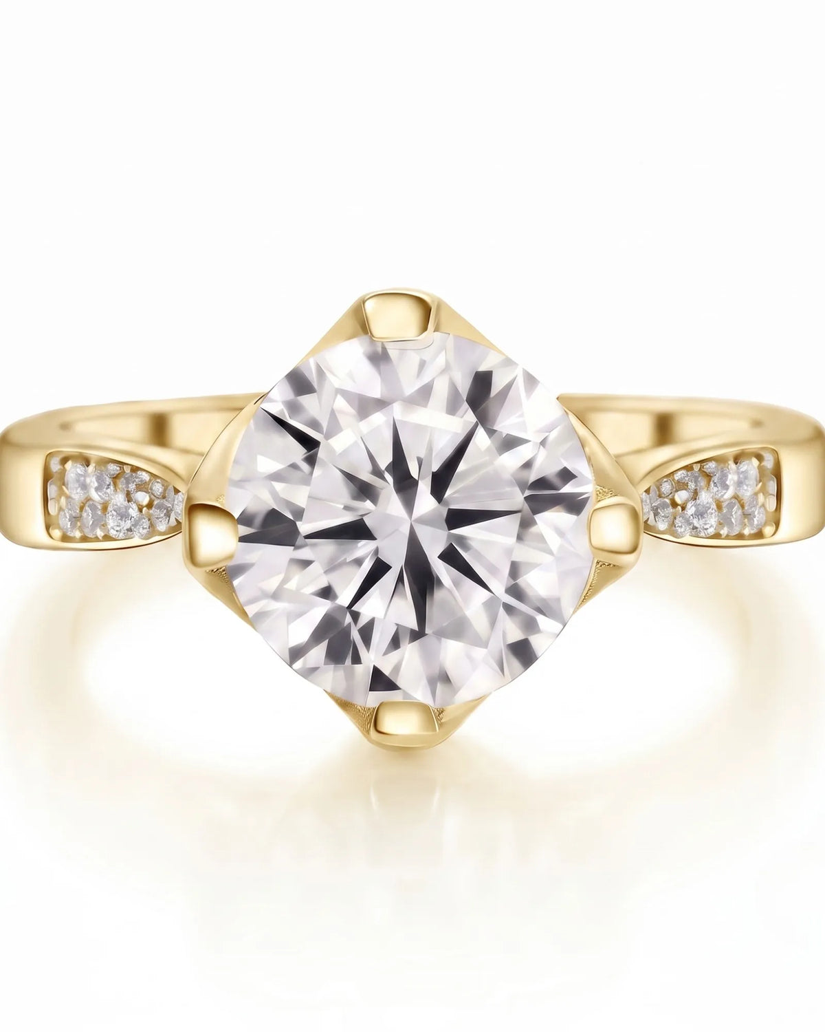 Cece • Vintage Inspired Round Moissanite Ring in White Gold