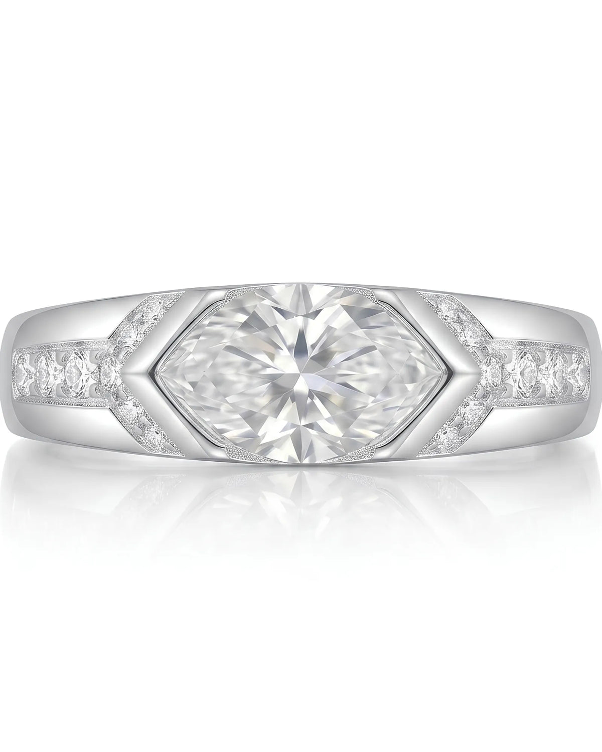 Celestial Marvel – Natural Marquise-Cut Diamond Bezel Engagement Ring