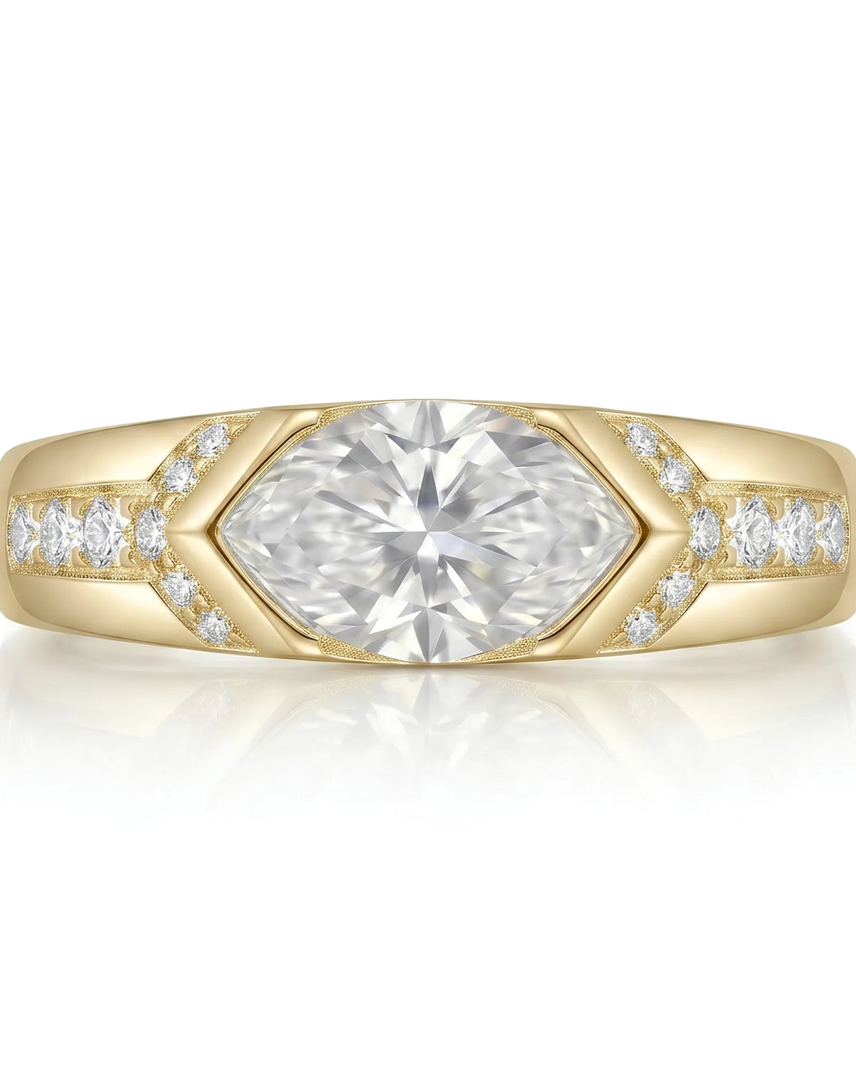 Celestial Marvel – Natural Marquise-Cut Diamond Bezel Engagement Ring