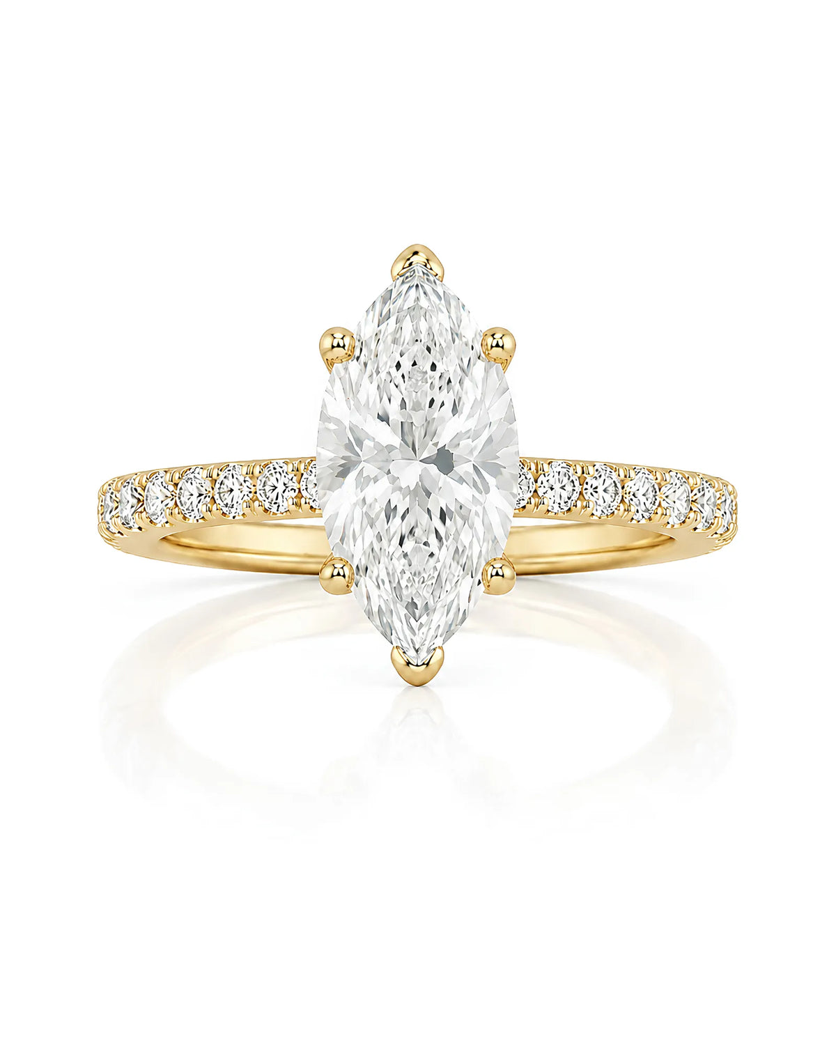 Cortège Blanc – Natural Marquise-Cut Diamond Pavé Engagement Ring
