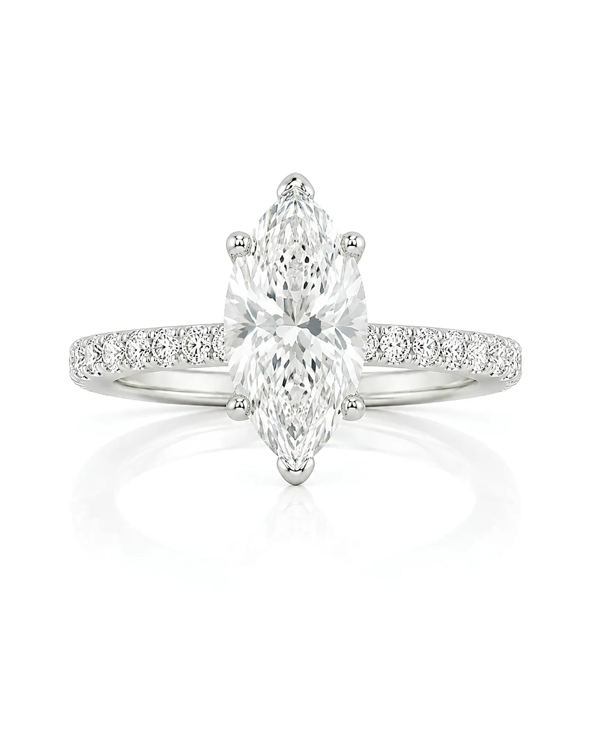 Cortège Blanc – Natural Marquise-Cut Diamond Pavé Engagement Ring