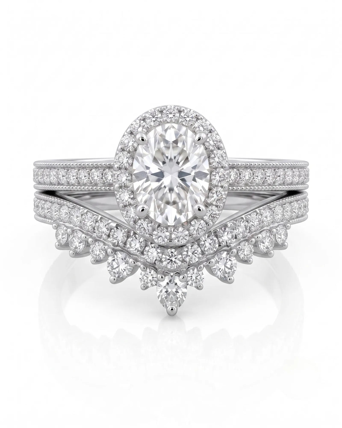 Oval Moissanite Engagement Ring in White Gold