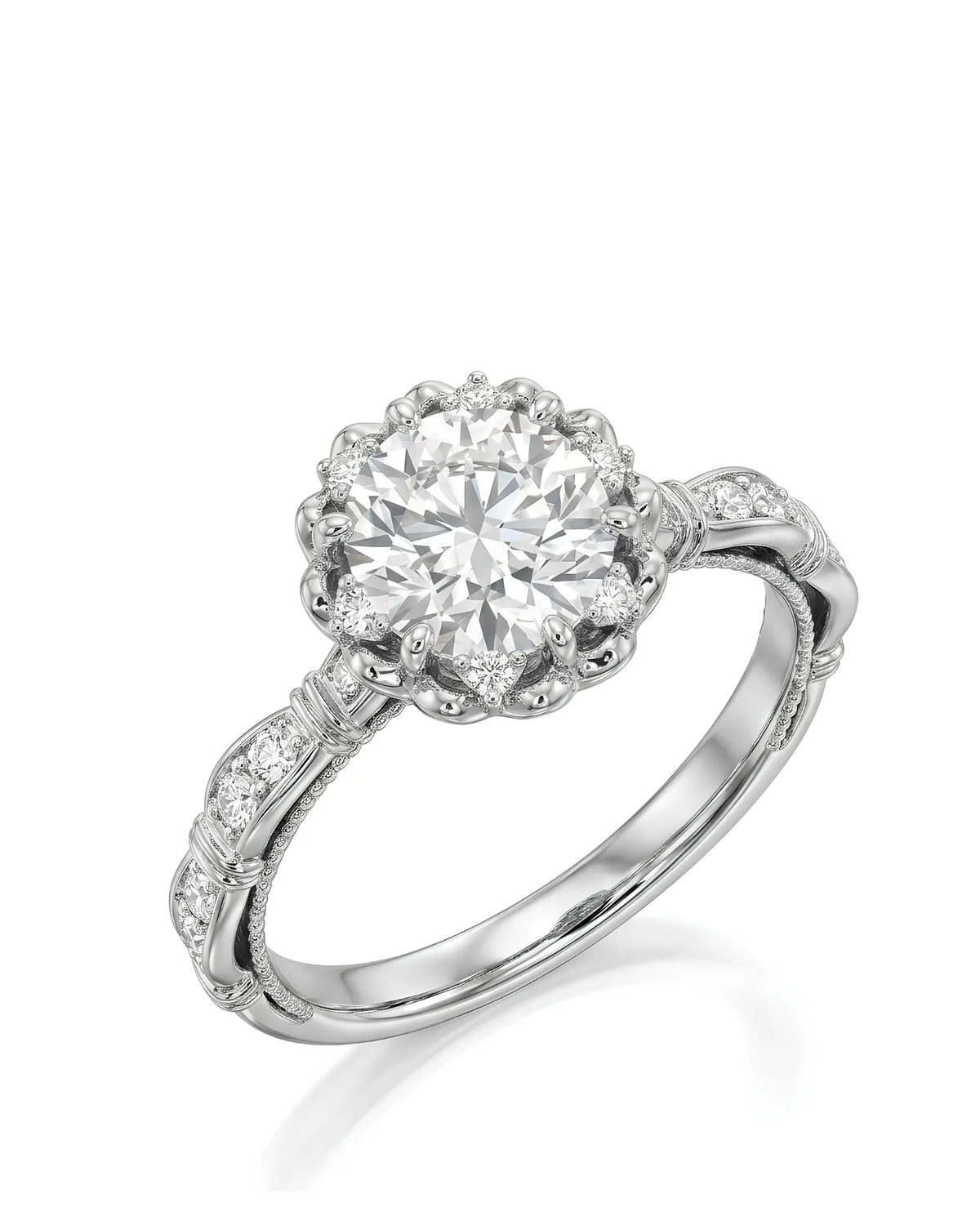 Suki – Timeless Spark Natural Round Diamond Vintage Halo Ring