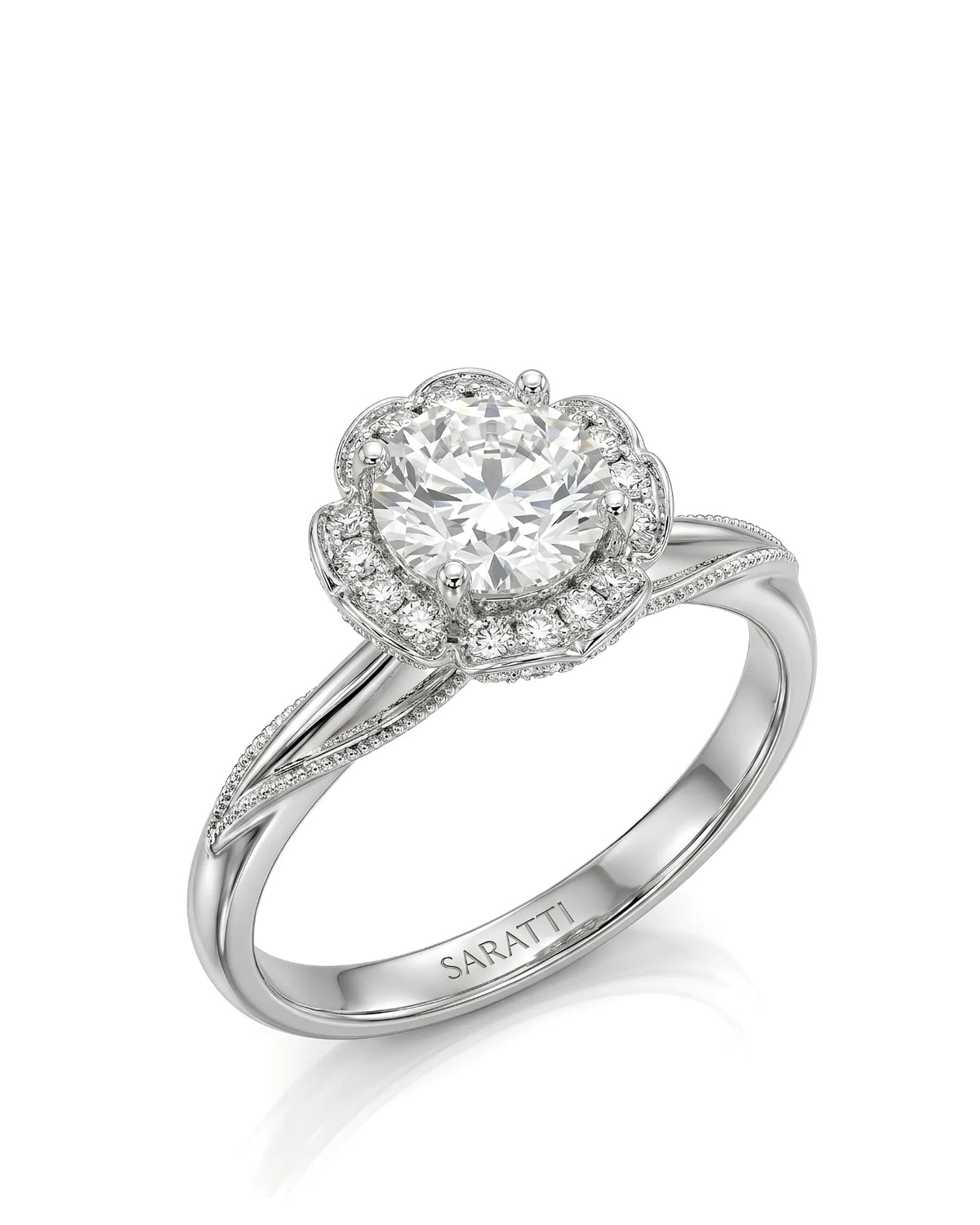 Tara – Aurora Dream Natural Round Diamond Floral Halo Ring