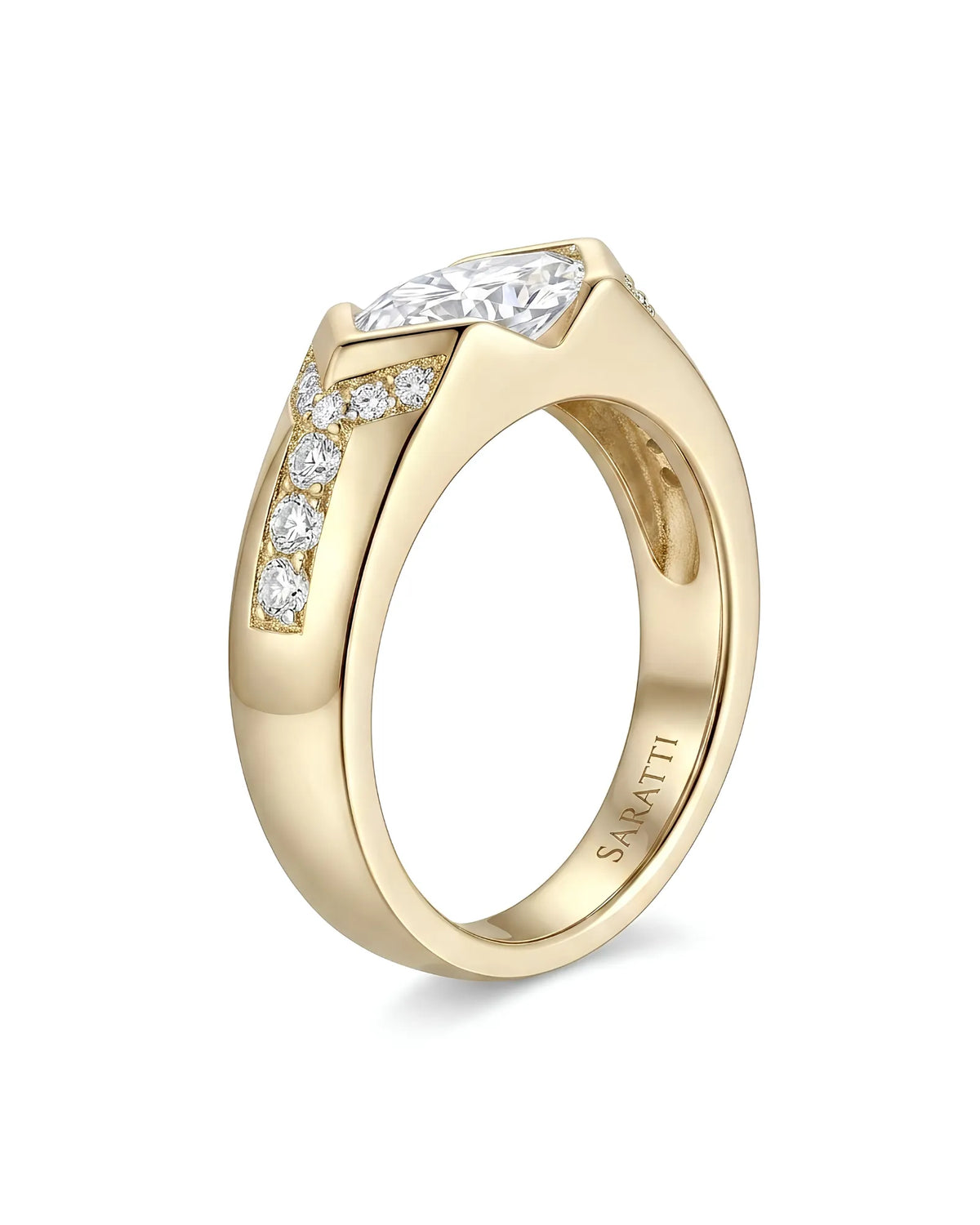 Celestial Marvel – Natural Marquise-Cut Diamond Bezel Engagement Ring