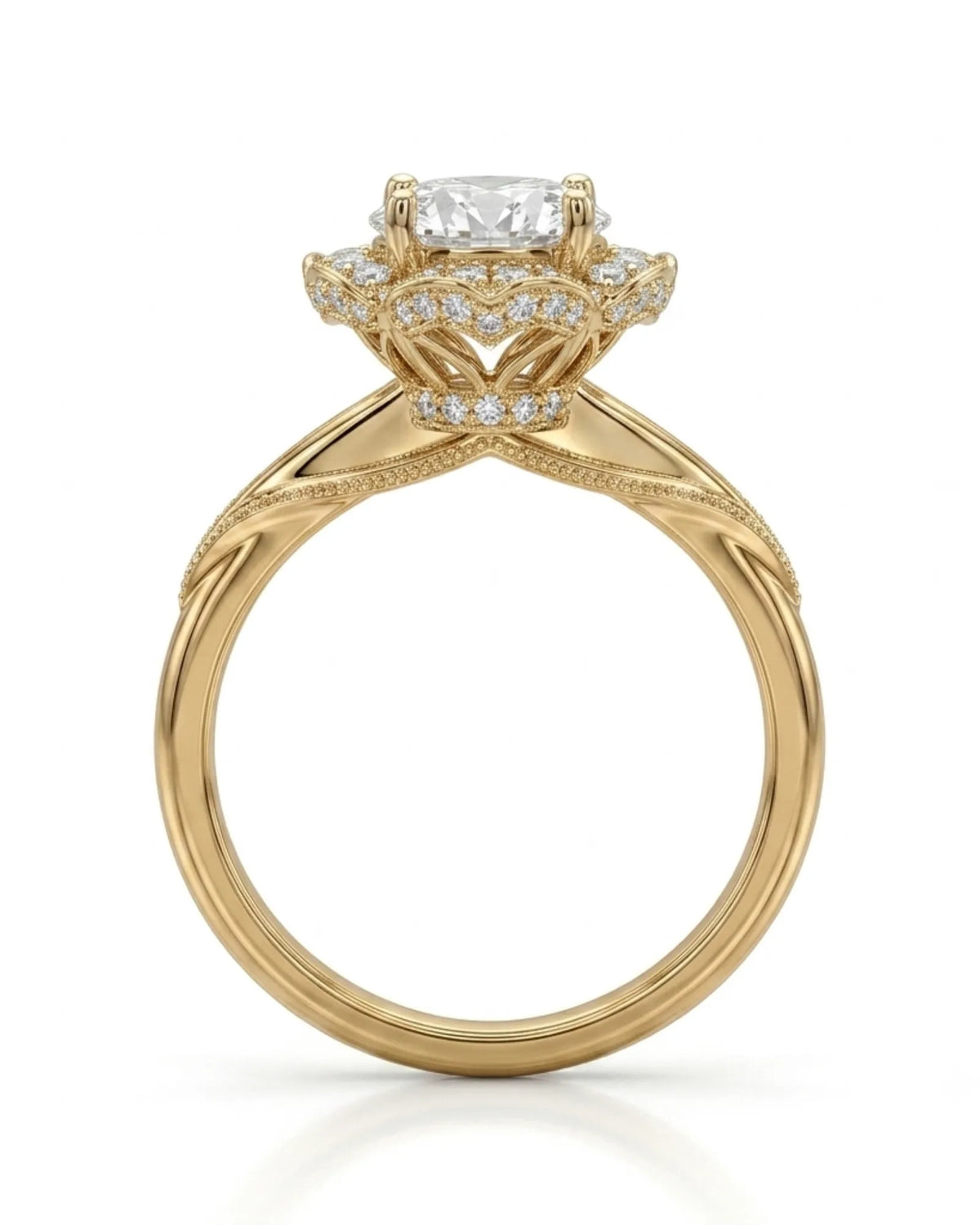 Tara – Aurora Dream Natural Round Diamond Floral Halo Ring