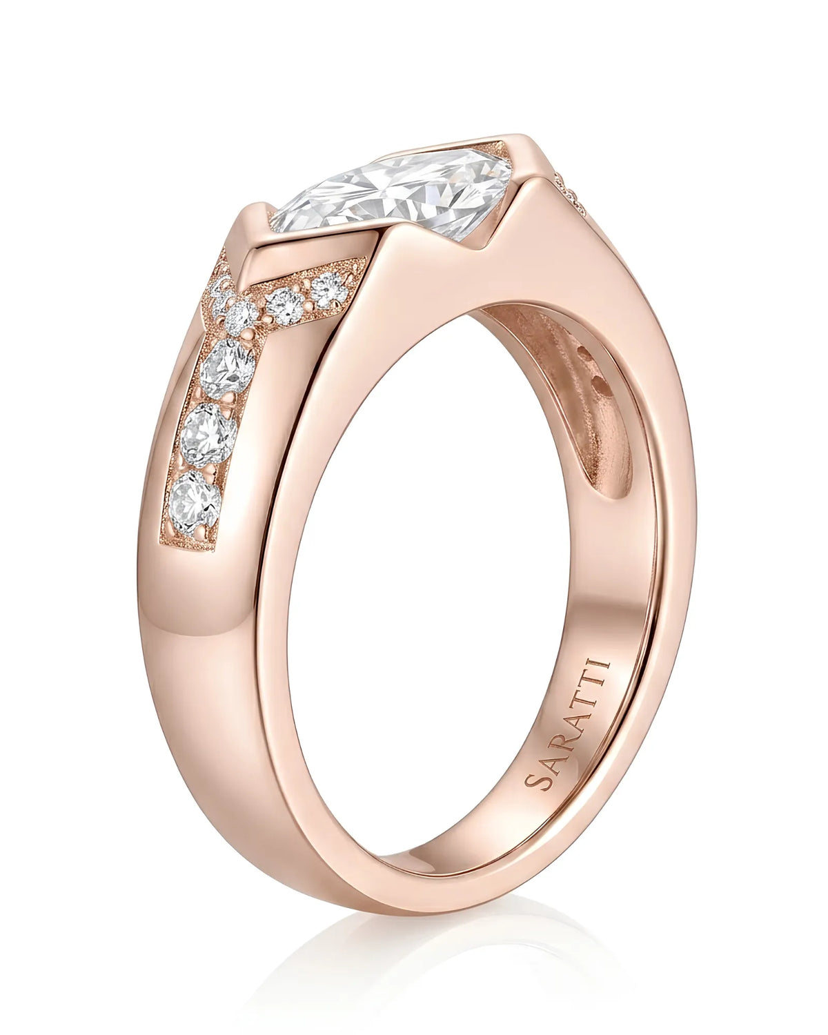Celestial Marvel – Natural Marquise-Cut Diamond Bezel Engagement Ring