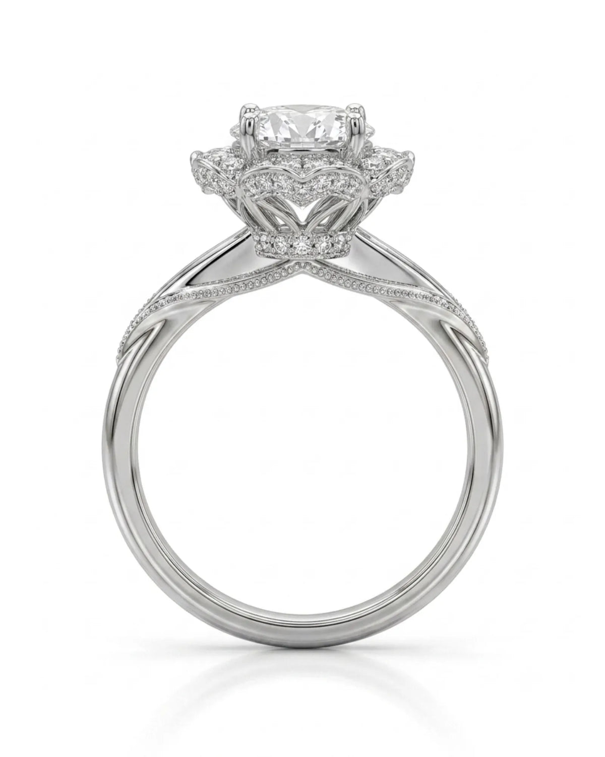 Tara – Aurora Dream Natural Round Diamond Floral Halo Ring