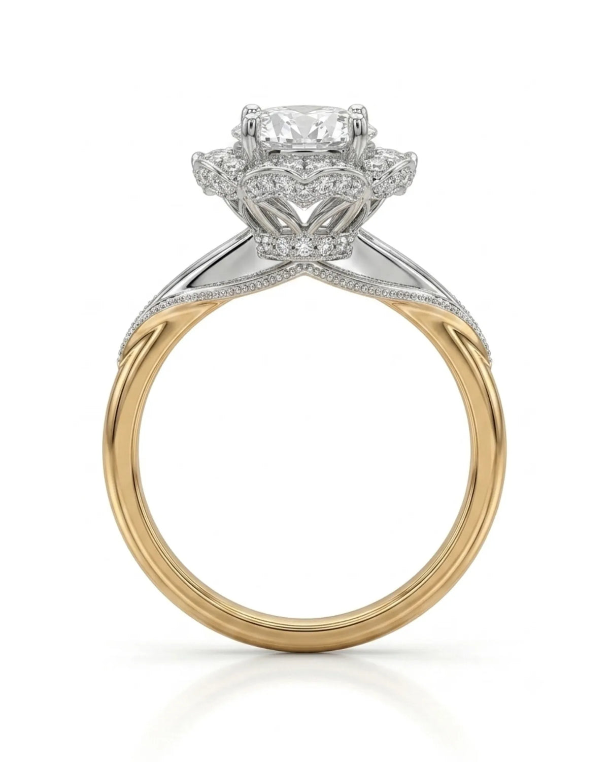Tara – Aurora Dream Natural Round Diamond Floral Halo Ring