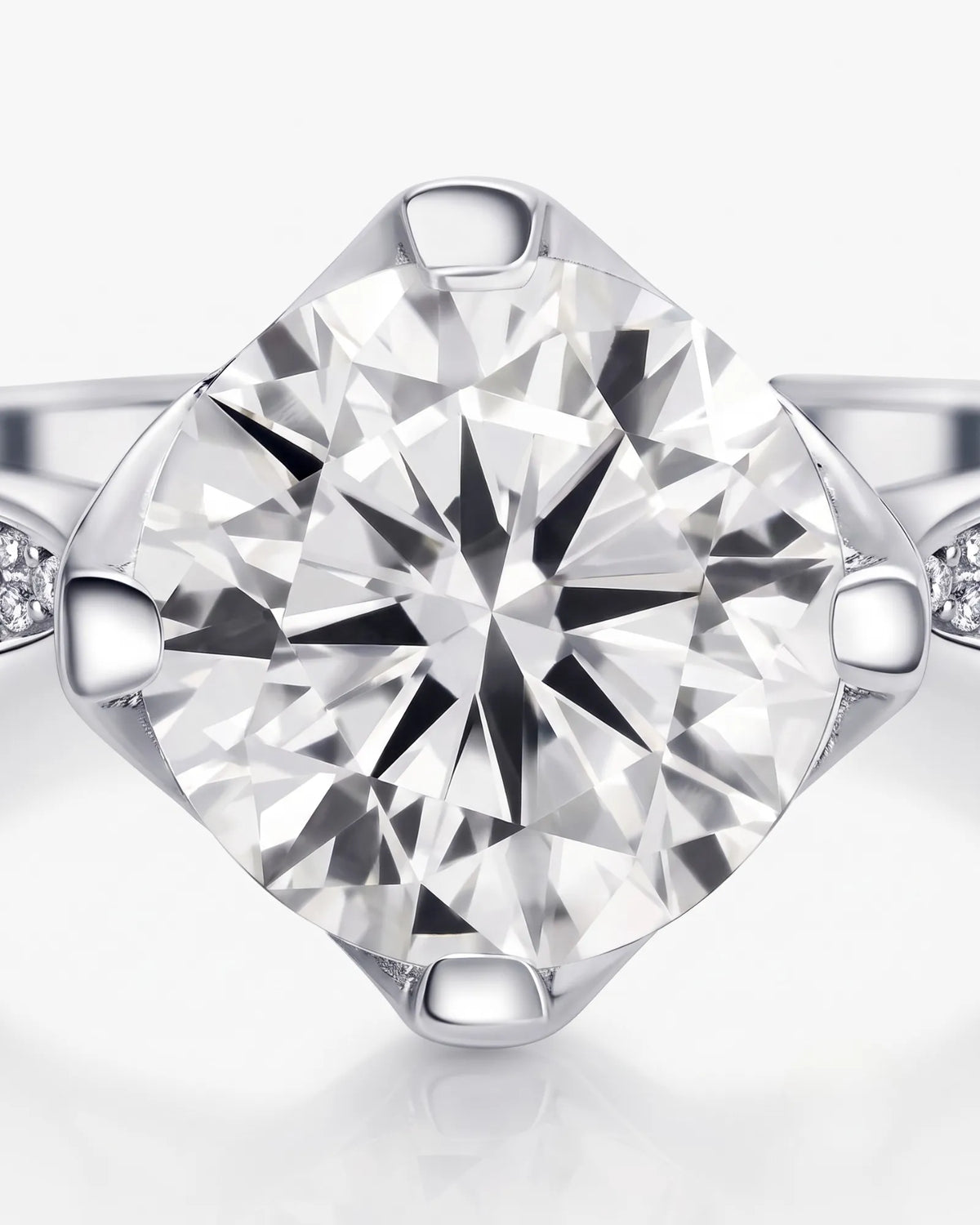 Cece • Vintage Inspired Round Moissanite Ring in White Gold