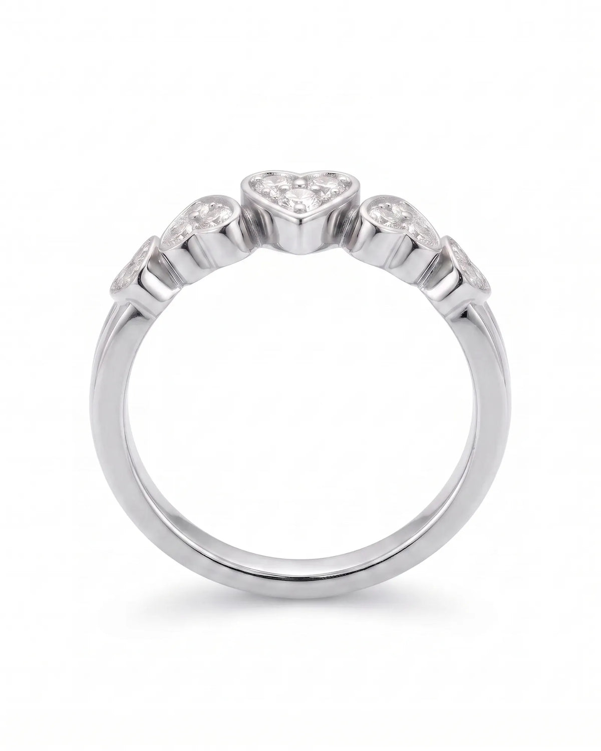 Five Heart Diamond Eternity Wedding Bands — Platinum — Underside