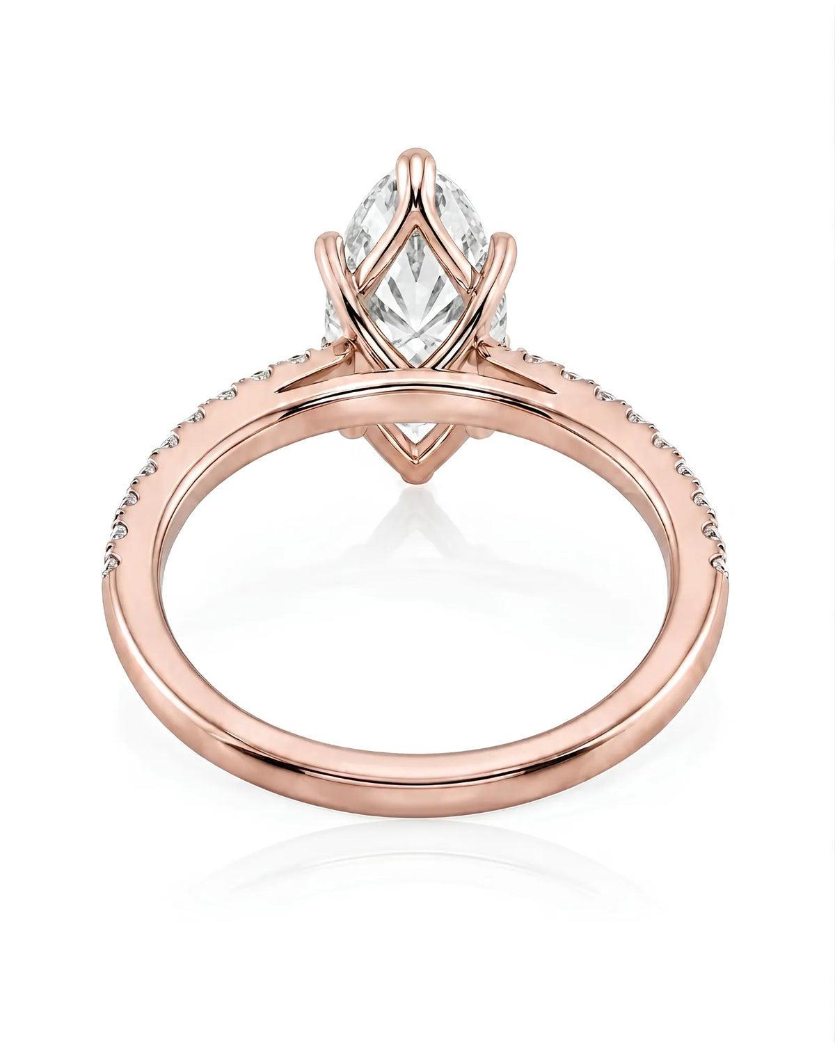 Cortège Blanc – Natural Marquise-Cut Diamond Pavé Engagement Ring