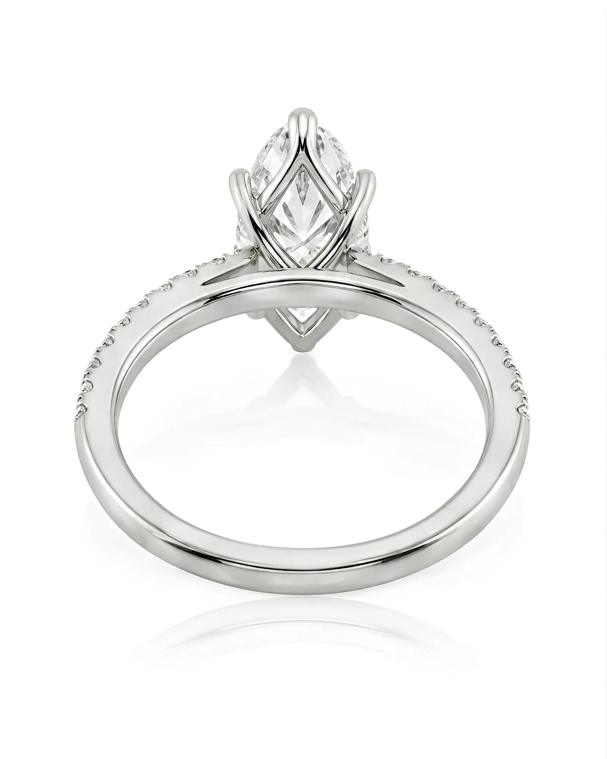 Cortège Blanc – Natural Marquise-Cut Diamond Pavé Engagement Ring