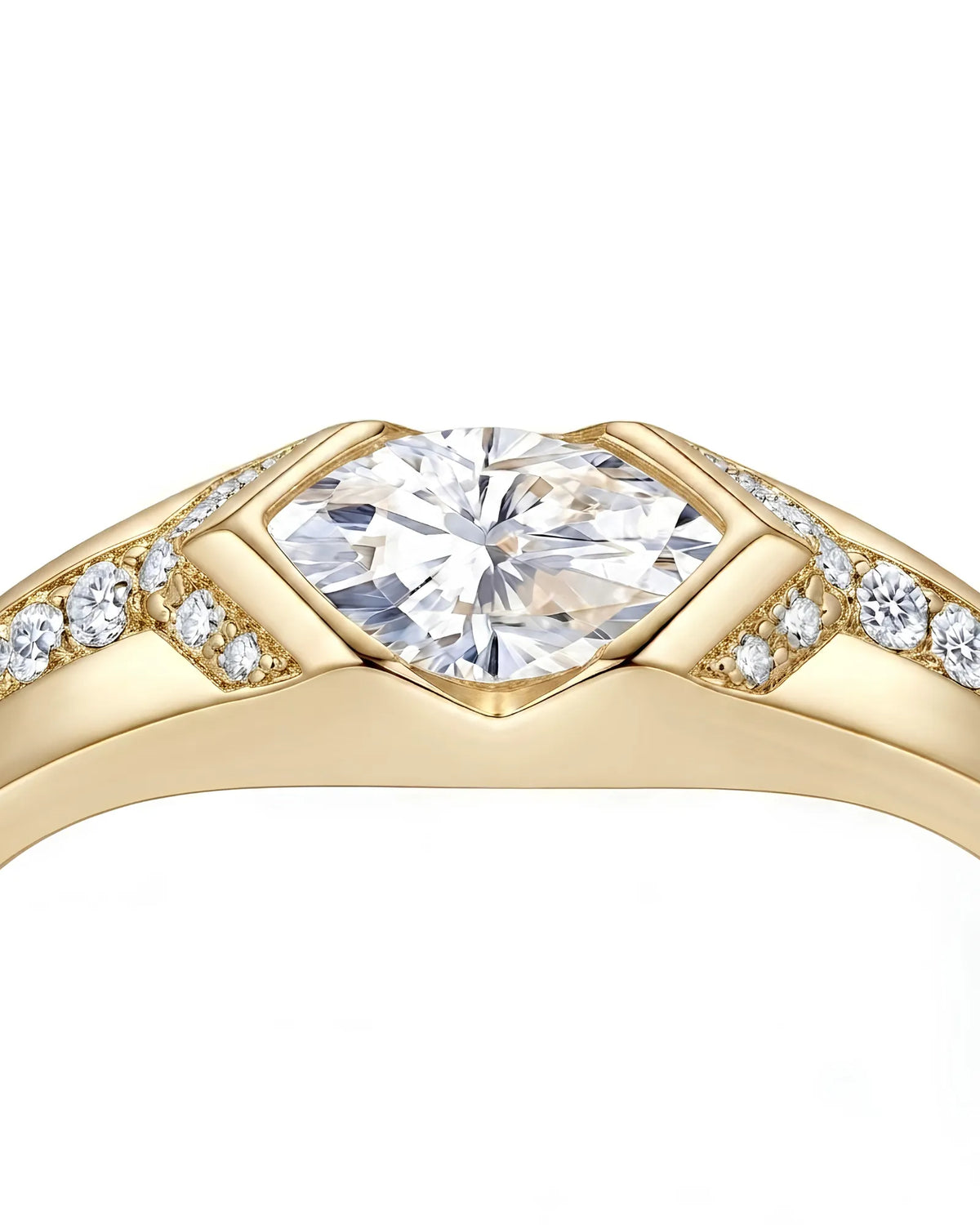 Celestial Marvel – Natural Marquise-Cut Diamond Bezel Engagement Ring