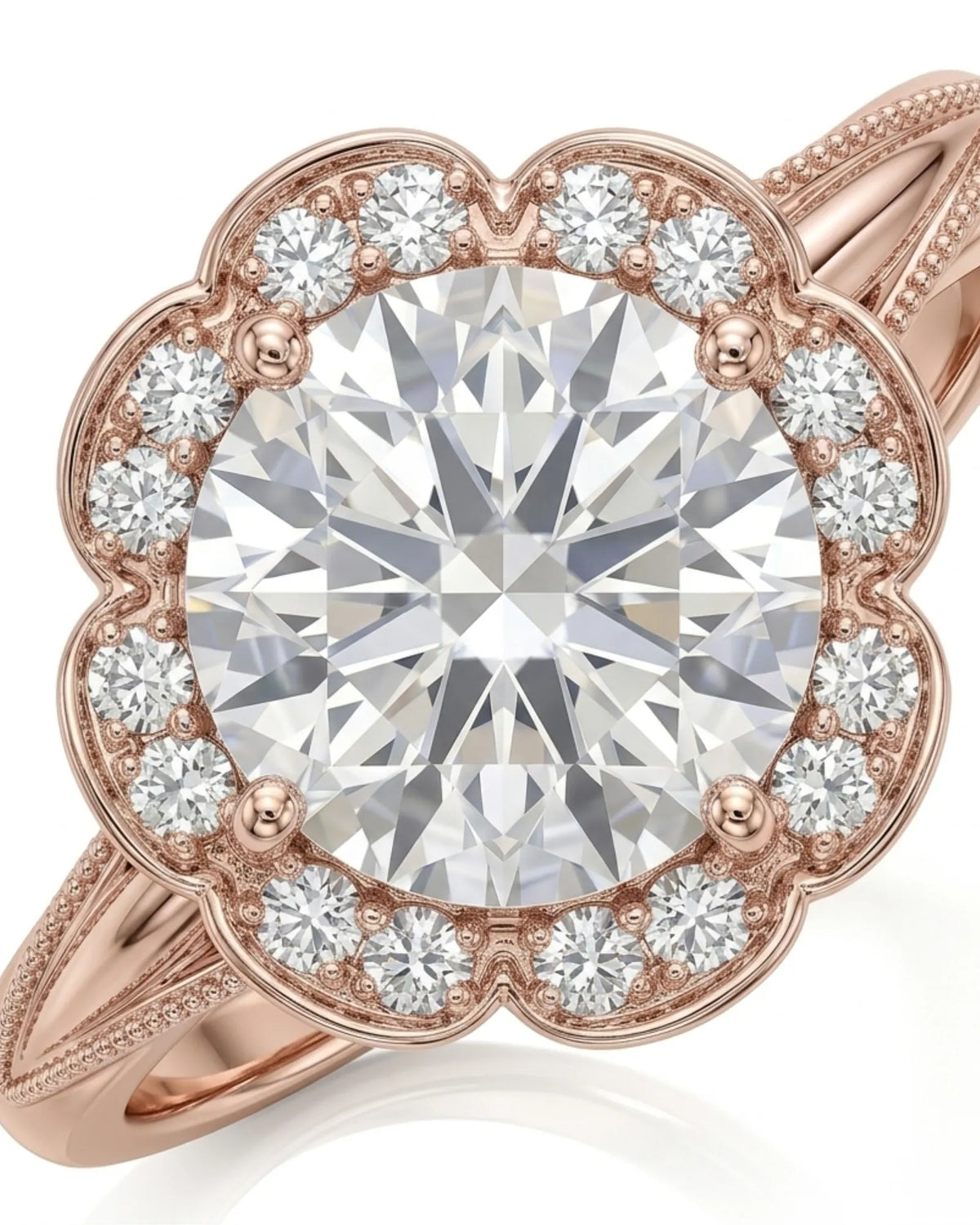 Tara – Aurora Dream Natural Round Diamond Floral Halo Ring