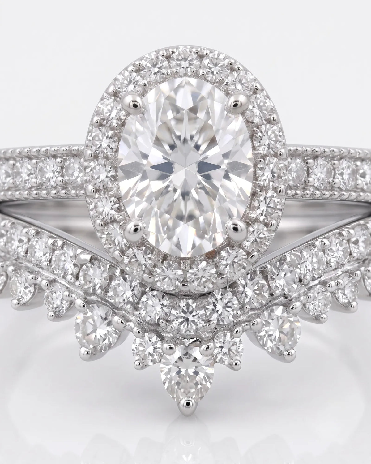 Oval Moissanite Engagement Ring in White Gold