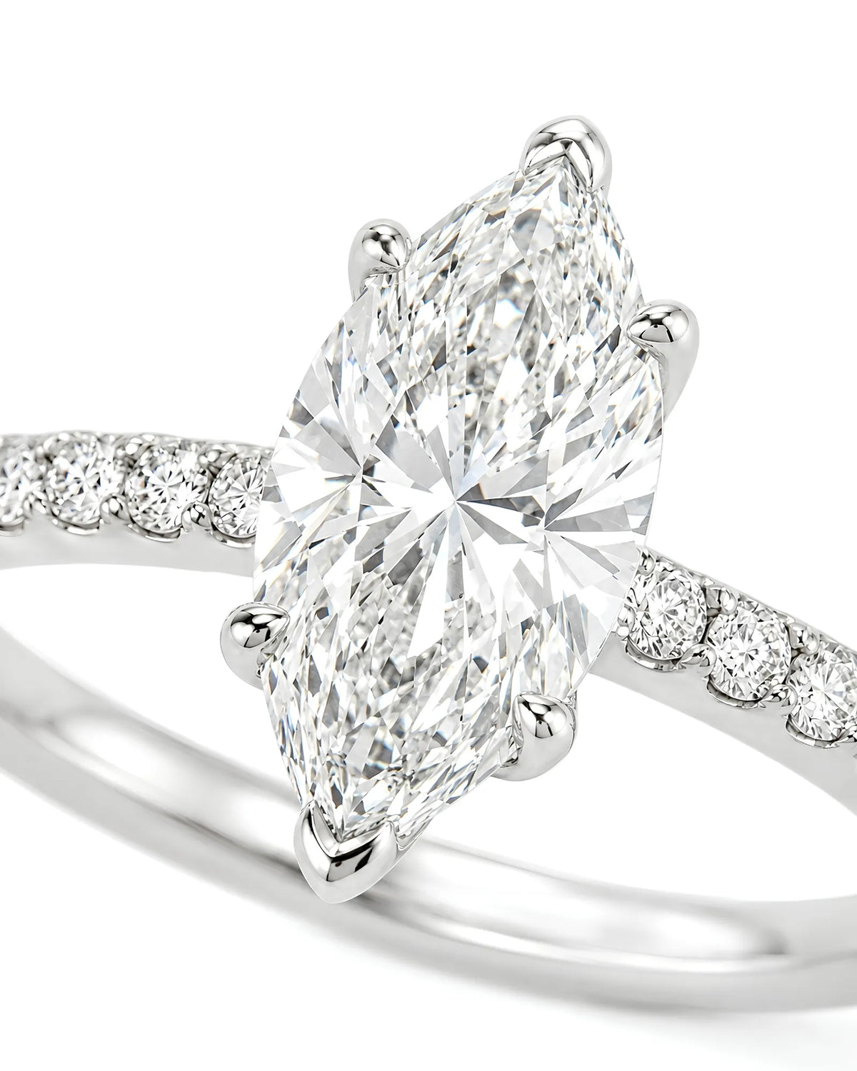 Cortège Blanc – Natural Marquise-Cut Diamond Pavé Engagement Ring