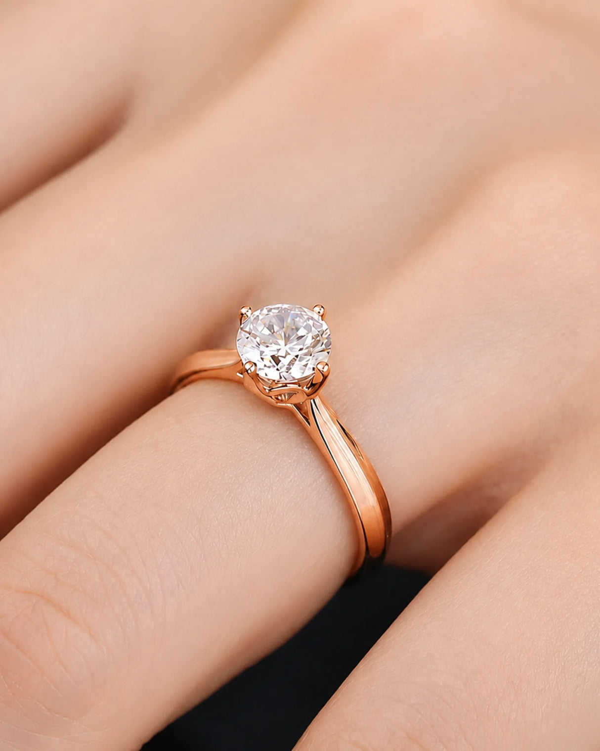 Claudine – Natural Round Diamond Solitaire Engagement Ring