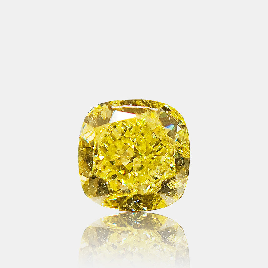 1.00ct Fancy Intense Yellow Cushion Diamond | SARATTI