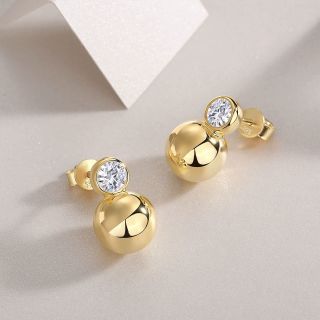 Orbit Gleam: Moissanite Gold Vermeil Sphere Studs