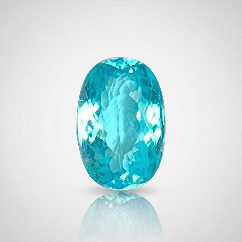 1.11 carat natural paraiba type tourmaline oval neon blue loose gemstone top view | SARATTI