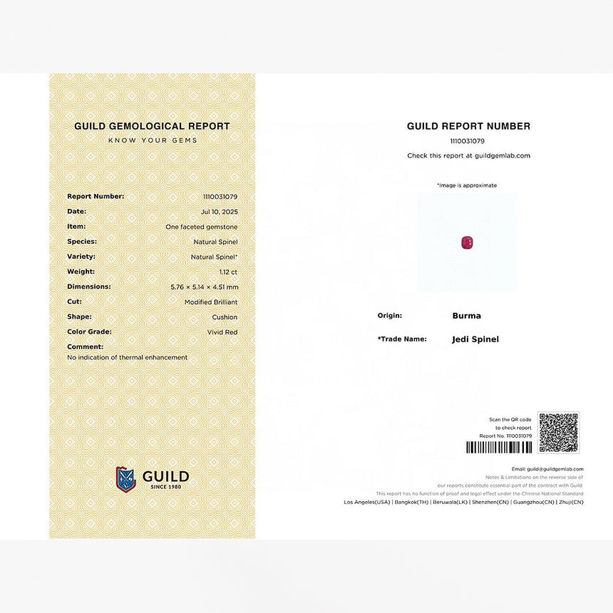 1.12 carat Natural Jedi spinel cushion top view | SARATTI