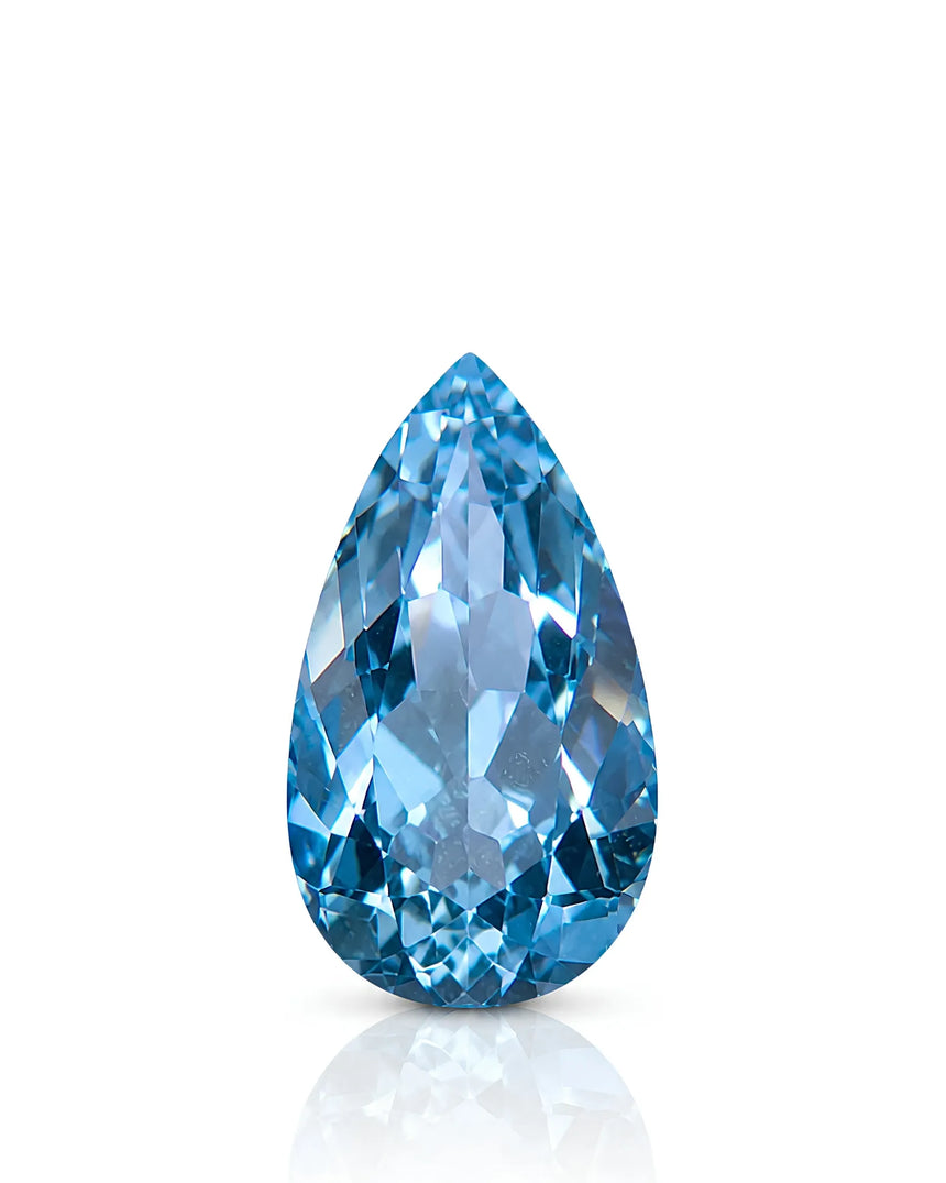 1.12ct Natural Santa Maria Aquamarine pear front view | SARATTI