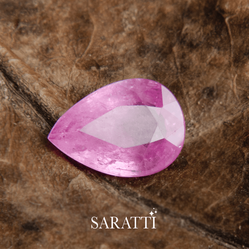 1.40 carats Pear Cut Sapphire Stone in Pink Color - SARATTI