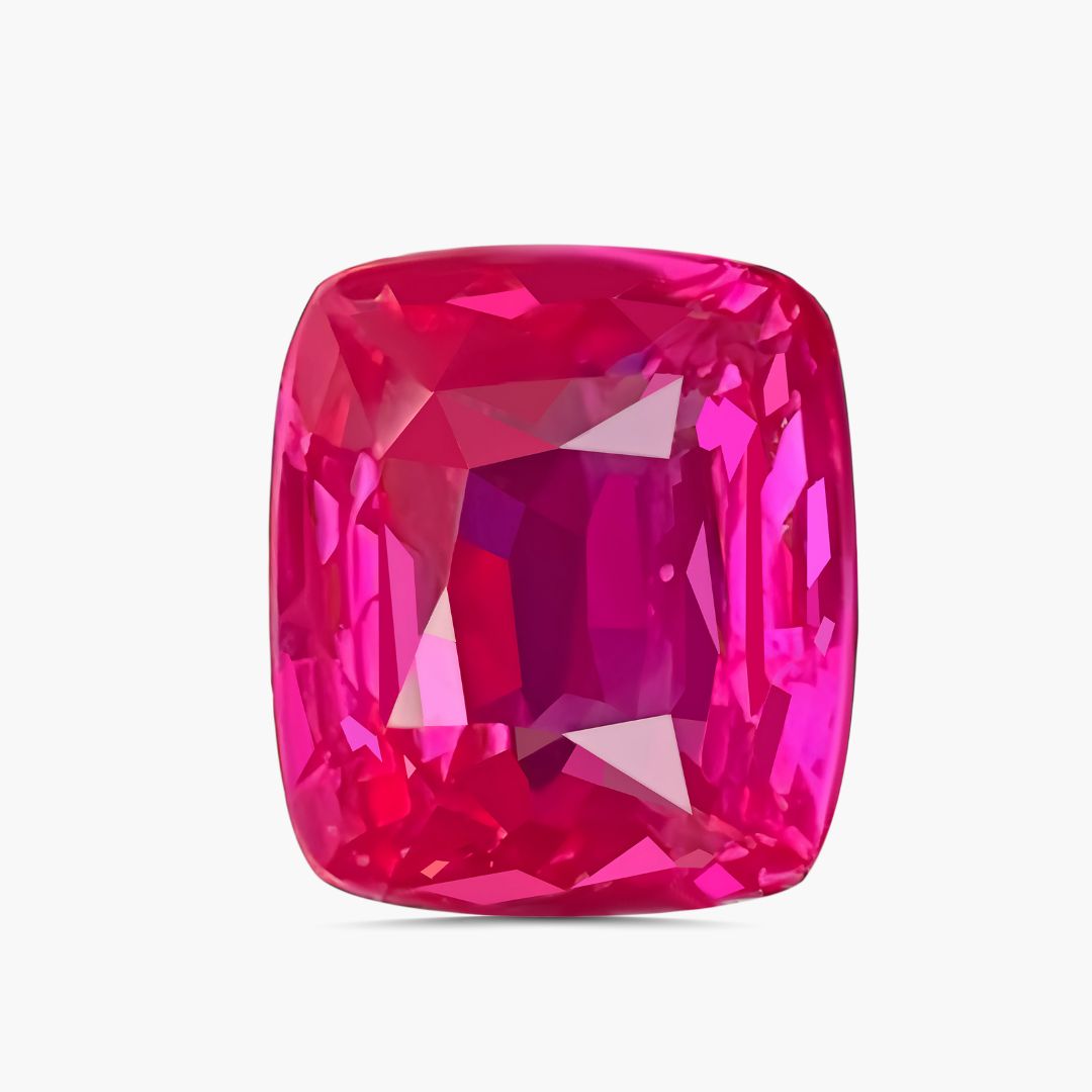 1.53 cts Cushion Cut Purplish Red Ruby Loose Gemstone | GUILD Certified