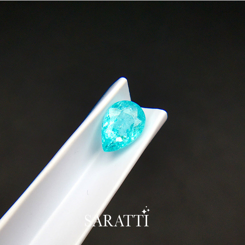 1.77ct Natural Blue Tourmaline Pear Shape Loose Gemstone