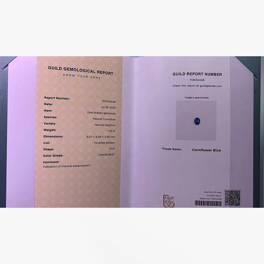 1.78 carat Natural sapphire oval displaying strong blue saturation | SARATTI