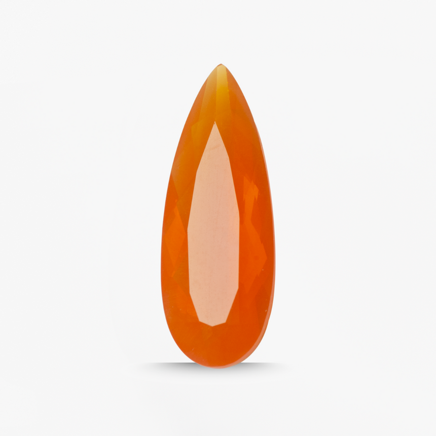 1.80ct pear-shaped Mexican Fire Opal loose gemstone close-up | SARATTI