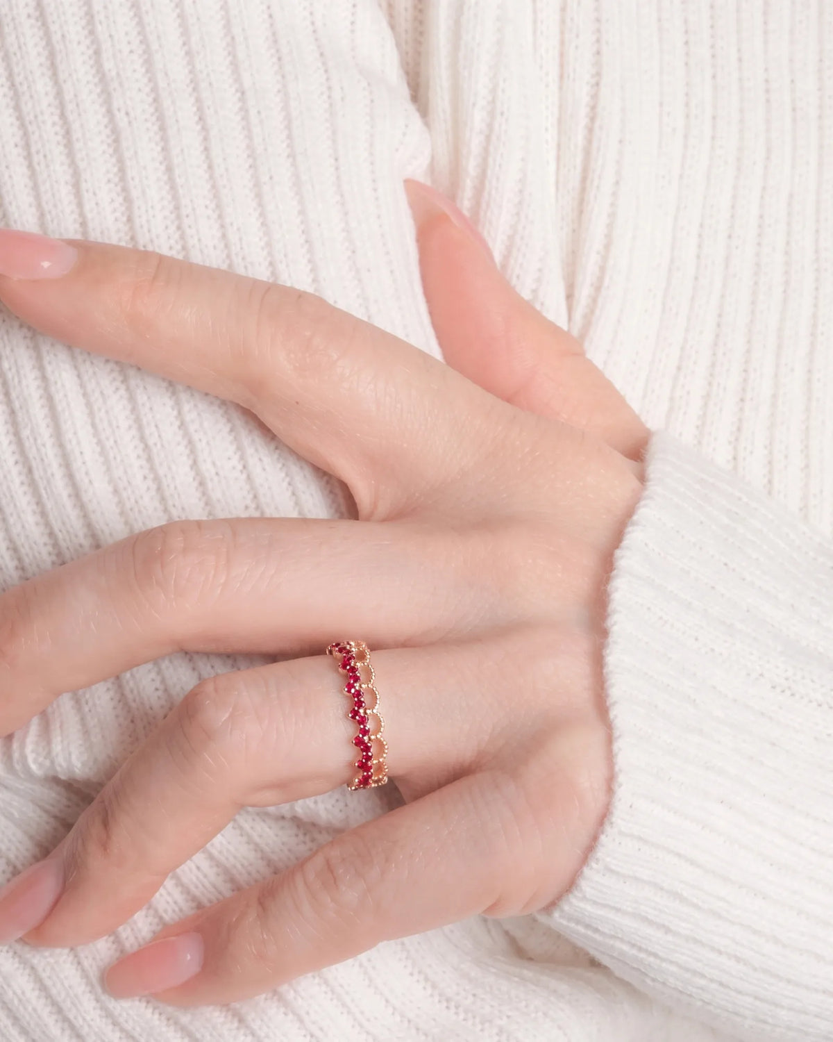 The Ember Tiara- Red Diamond Vintage-Inspired Yellow Gold Band
