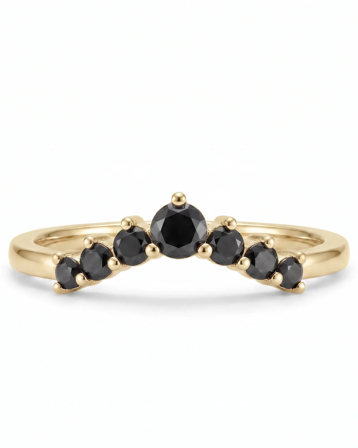 Black Diamond Curved Band in 18K Yellow Gold — 18K Yellow Gold — View 3