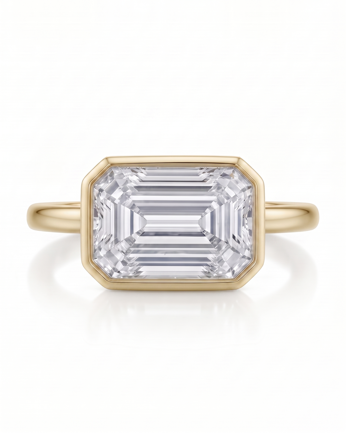 Natalia – Natural Emerald-Cut Diamond Bezel Ring