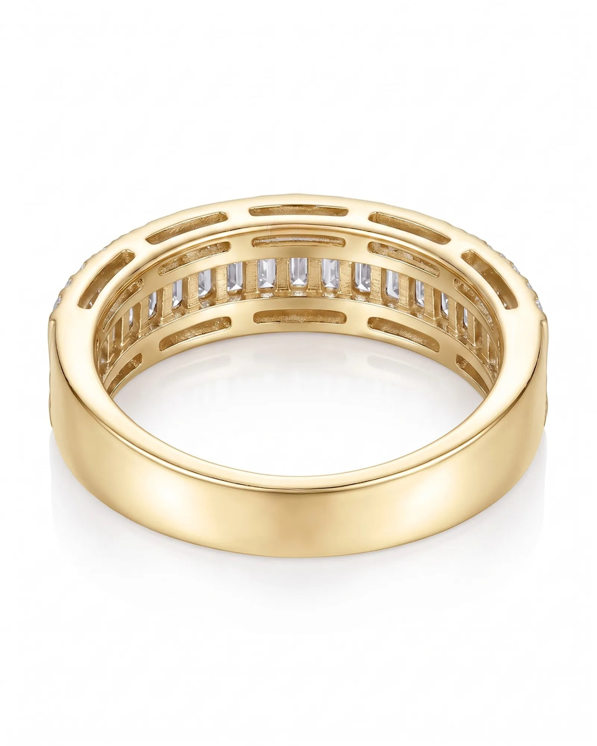 18K yellow gold baguette and round diamond eternity ring | SARATTI